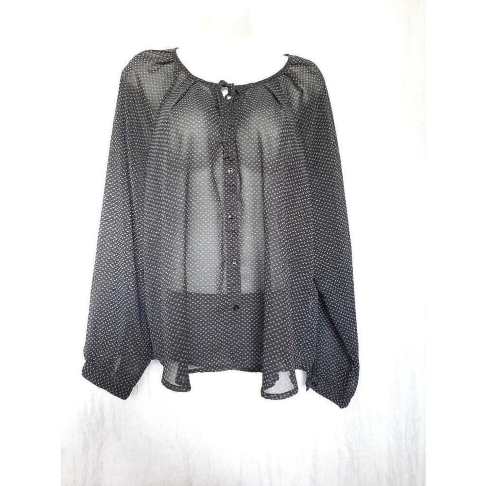 Women's Old Navy floral button front sheer Blouse - Size L - Black